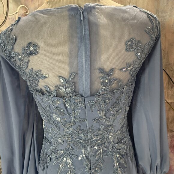 NEW πWedding Dress Chiffon Long Sleeves Lace Sequins Mother Bride/ Groom Dress - Picture 8 of 16